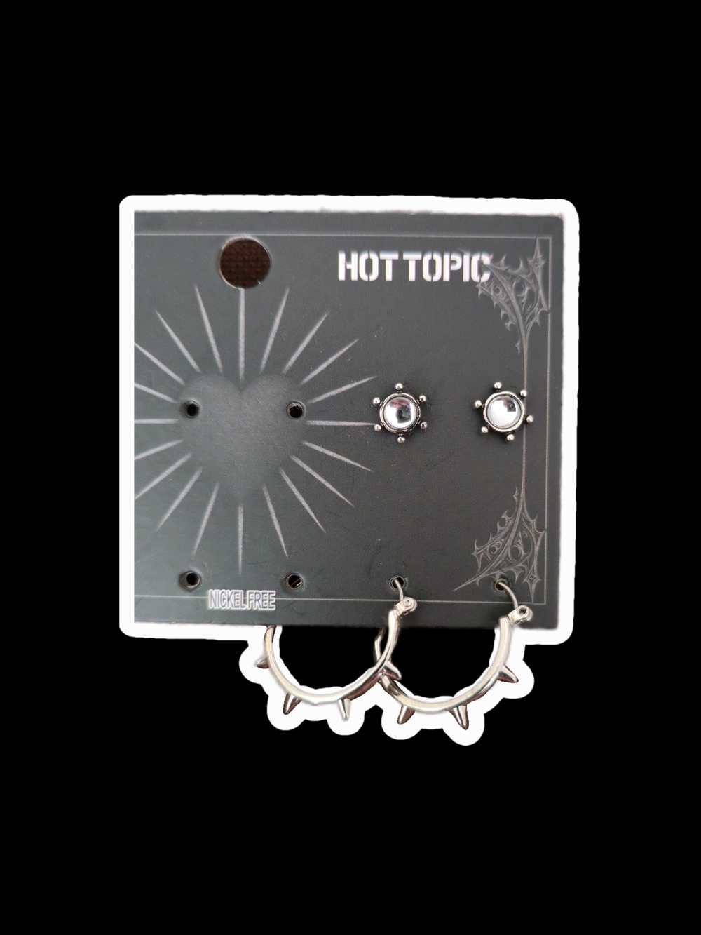 Hot Topic Silver Spike Hoop & Stud Earring Set - Silver